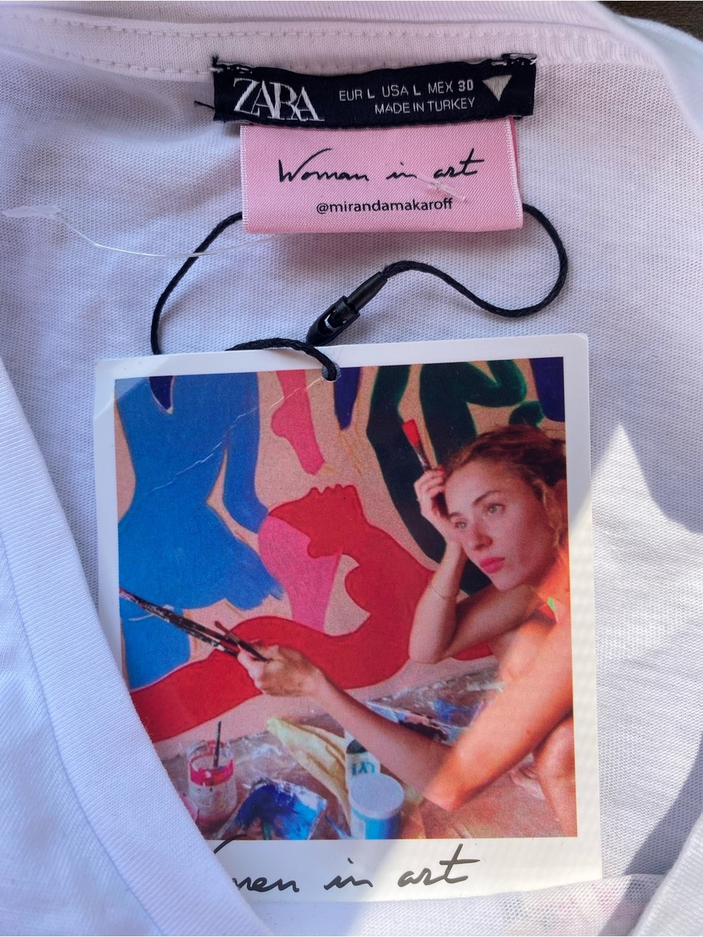 Zara White Graphic Crop Top with Multicolor Illustration - Picture 3 of 10